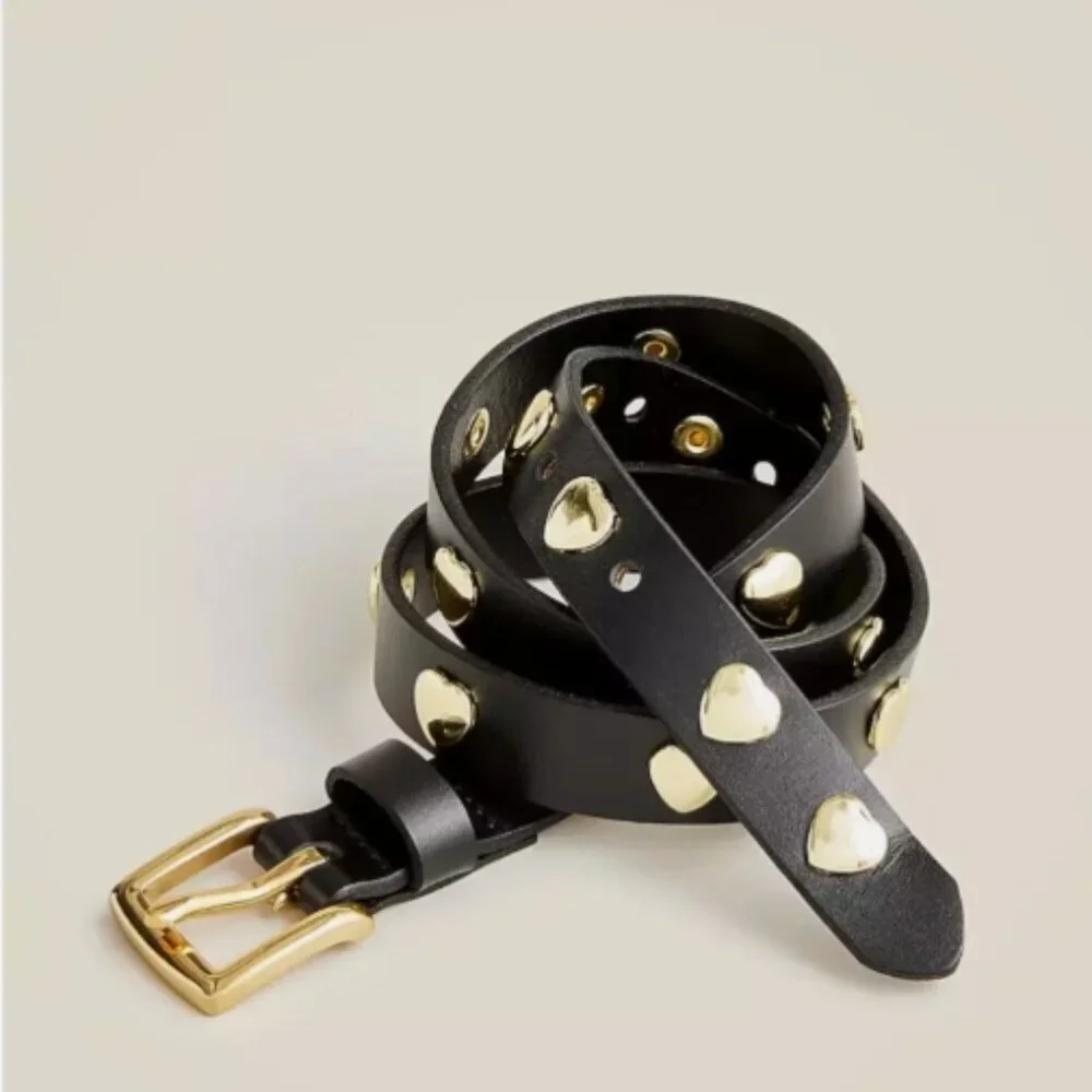 Kids J.Crew Crewcuts Girls Heart-Stud Belt in Leather – Size L – NWT